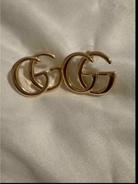 Gucci Gold Double G Logo Stud Earrings